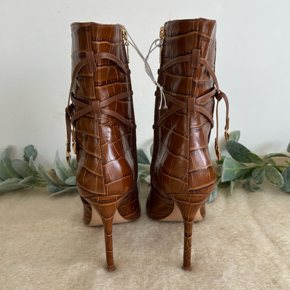Schutz Croc heeled boots women size 8.5 brown - Picture 2 of 10